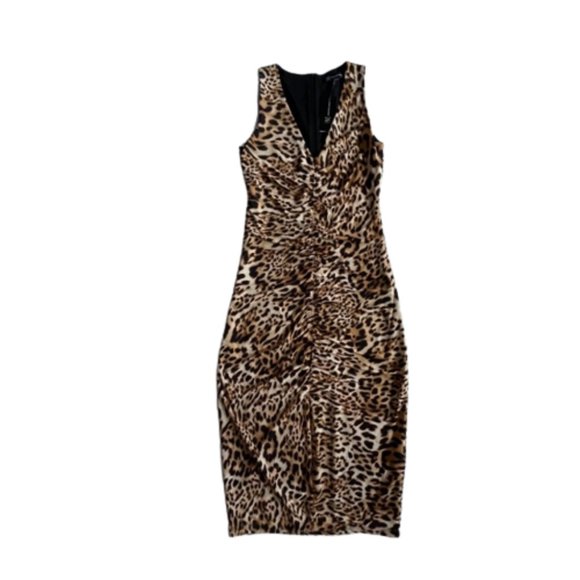 INC Cheetah Print Bodycon Dress Silhouette Sleeveless Size Small. NWT - Picture 1 of 13
